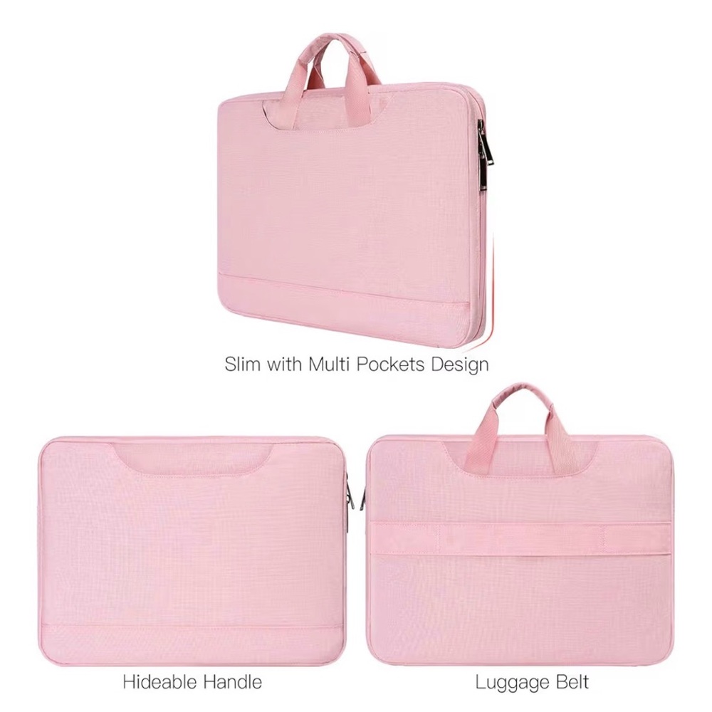 Pink Slim Laptop Sleeve with Multi Pockets